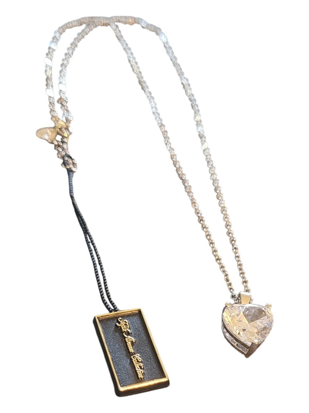 Heart Pendant Necklace in Silver with Crystal